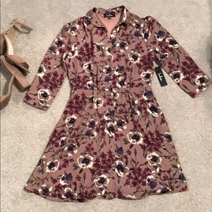 Dusty rose floral print dress